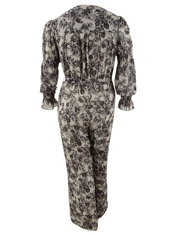 Michael Michael Kors Women's Smocked-Sleeve Jumpsuit (S Bone/Black)