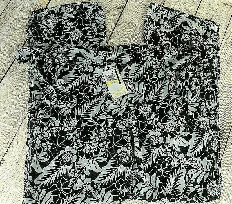Miken Side-Slit Chiffon Swimsuit Cover-Up Pants Size Medium Black White NEW