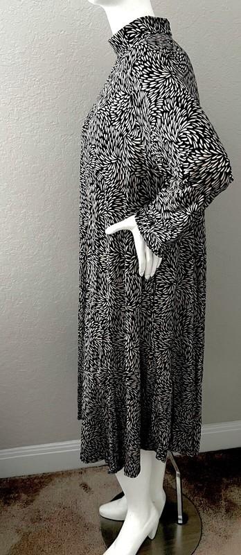Milly Penzance Abstract Mock Neck Long Sleeve Midi Dress Black Taupe Plus 4X New