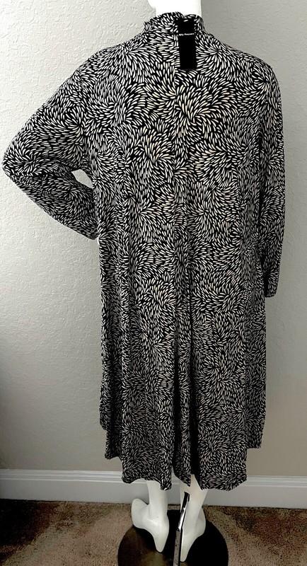 Milly Penzance Abstract Mock Neck Long Sleeve Midi Dress Black Taupe Plus 4X New