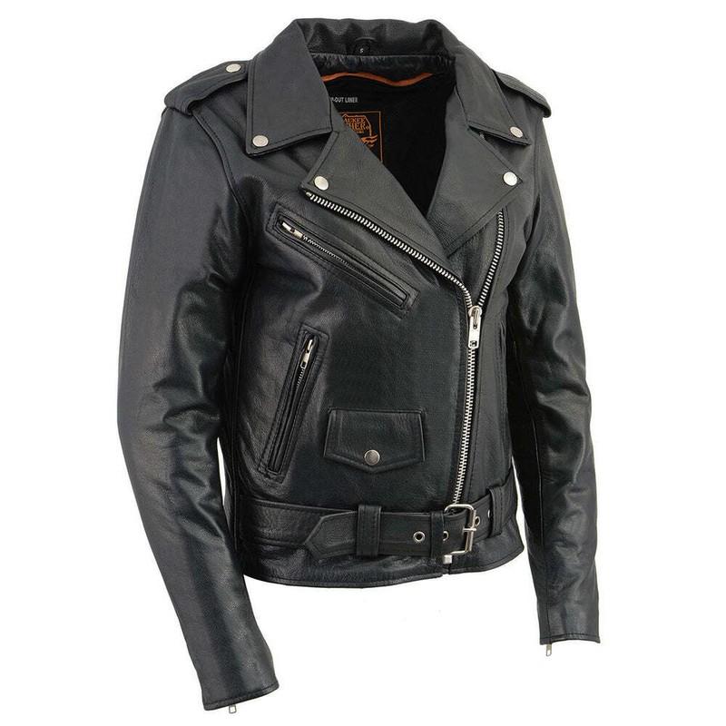 Milwaukee Leather LKL2701 Women's Leather Motorcycle Rider Jacket w/Built-In Bel