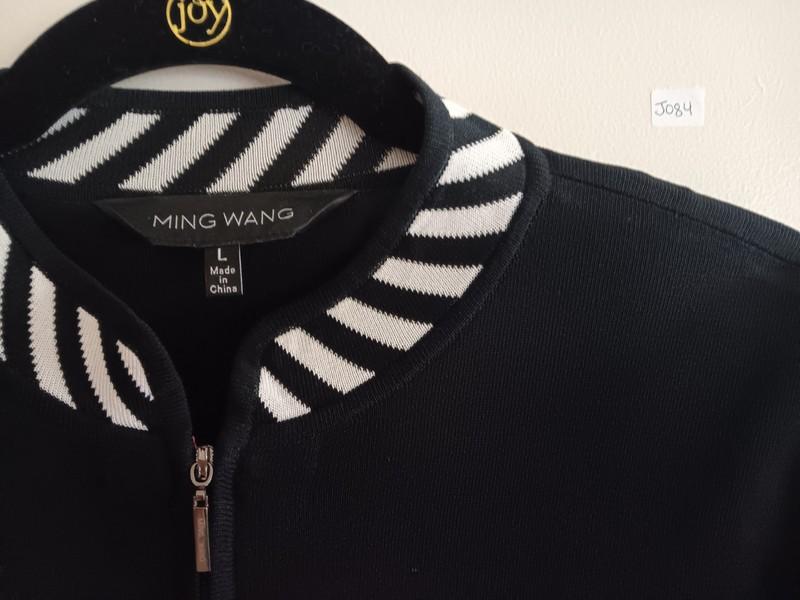 Ming Wang Women Size L Knit Zip Up Jacket Sweater