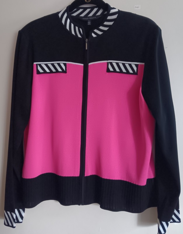 Ming Wang Women Size L Knit Zip Up Jacket sweater