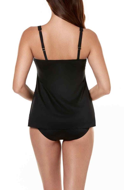 Miraclesuit BLACK Surplice Underwire Tankini Swim Top US 38DDD UK 38E