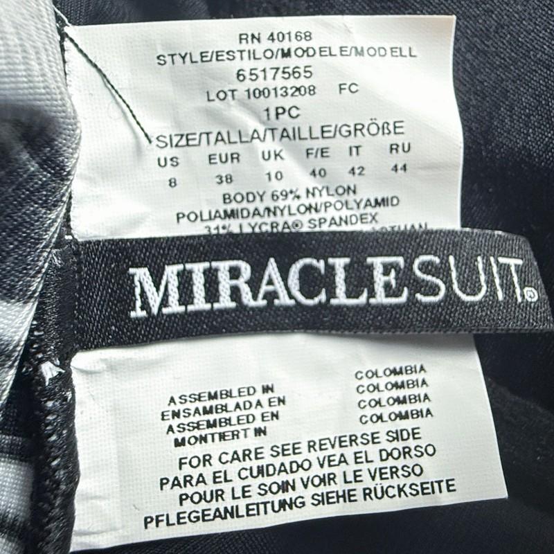 Miraclesuit Madero Black & White One-Piece Shaping Swimsuit US 8 NWT Feline