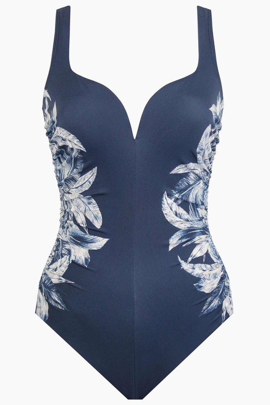 Miraclesuit MIDNIGHT BLUE Tropica Toile Temptress One Piece Swimsuit US 10