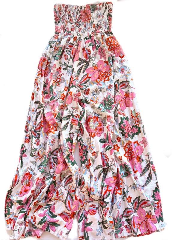 MISA ANDREA Casablanca Flower Strapless Wide Leg JUMPSUIT Sz L 415$