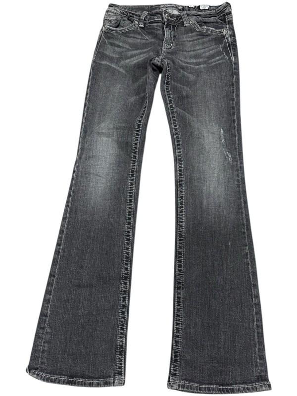Miss Me Distressed Rhinestone Faded Black Jeans Sz 29