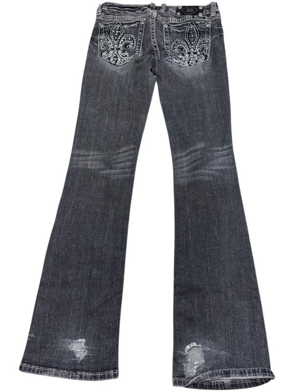 Miss Me Distressed Rhinestone Faded Black Jeans Sz 29