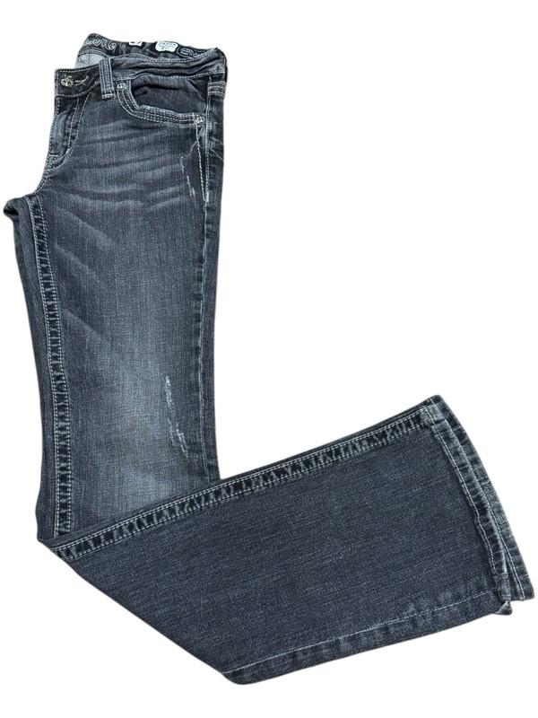 Miss Me Distressed Rhinestone Faded Black Jeans Sz 29