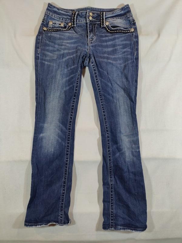 Miss Me Jeans Women's 29 Boot Cut Angel Wing Pockets Western Cowgirl Denim Blue