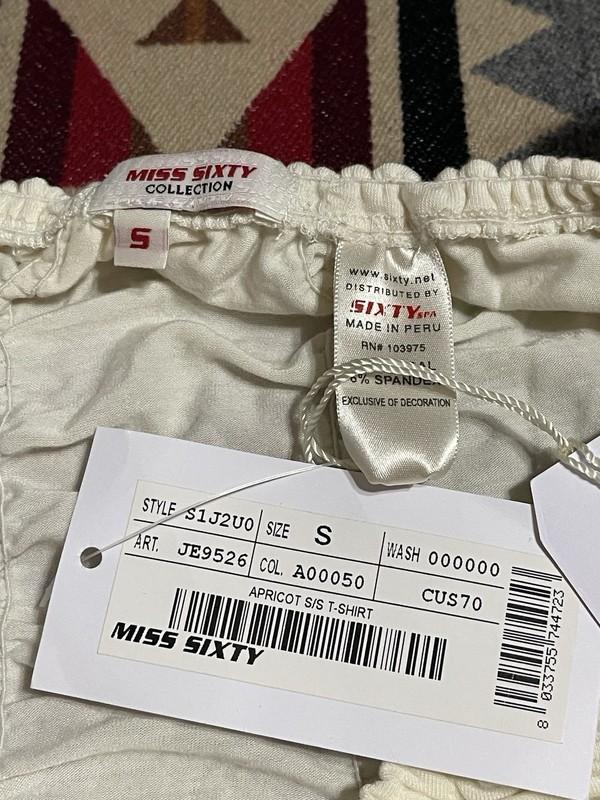 Miss Sixty Women’s Cream Ruched Puff Sleeve Top NWT Size S T44