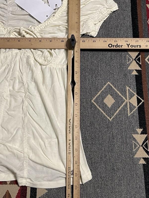 Miss Sixty Women’s Cream Ruched Puff Sleeve Top NWT Size S T44