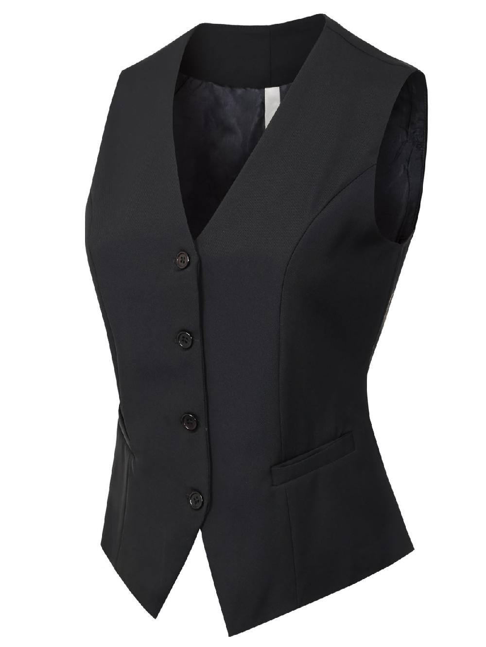 MixMatchy Fully Lined 4 Button V-Neck Economy Dressy Suit Vest Waistcoat