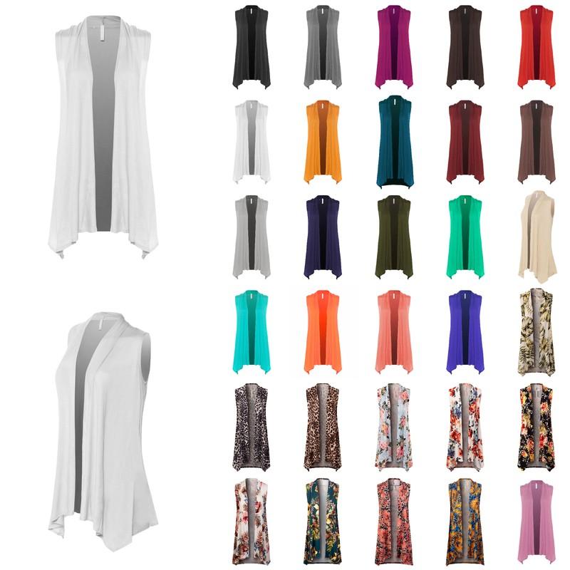 MixMatchy Lightweight Sleeveless Draped Open Front Cardigan Vest