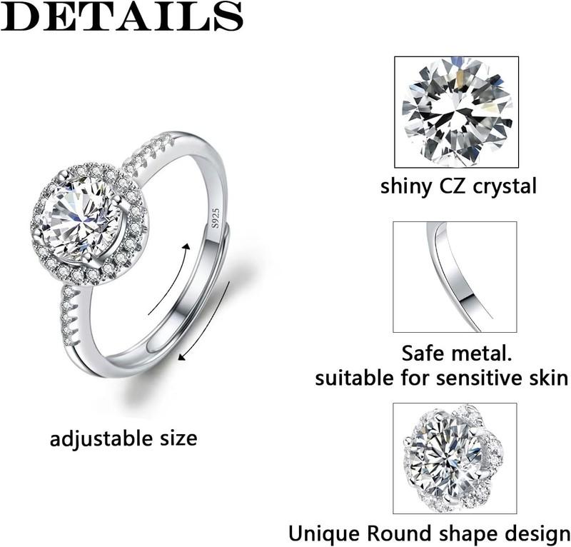 Moissanite Adjustable Engagement Ring Promise Eternity Ring For