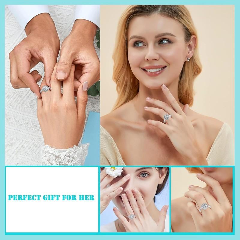 Moissanite Adjustable Engagement Ring Promise Eternity Ring For