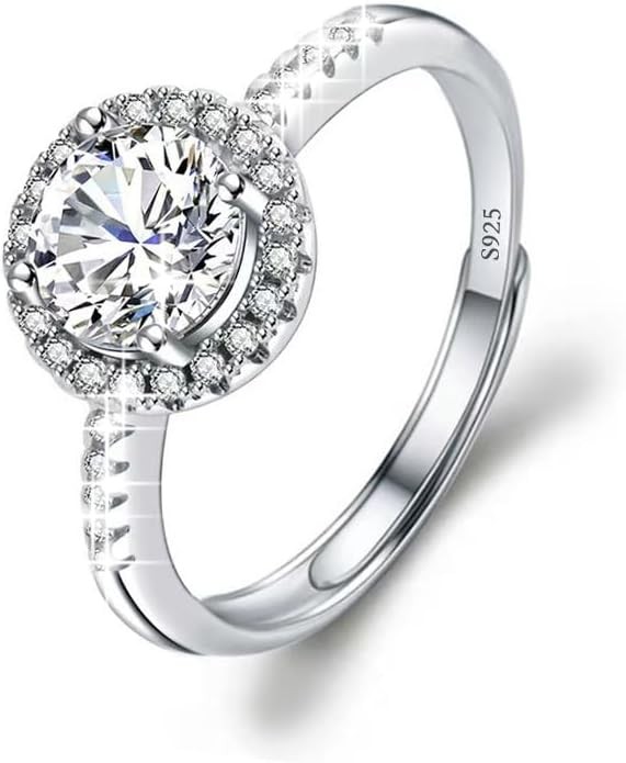 Moissanite Adjustable Engagement Ring Promise Eternity Ring for