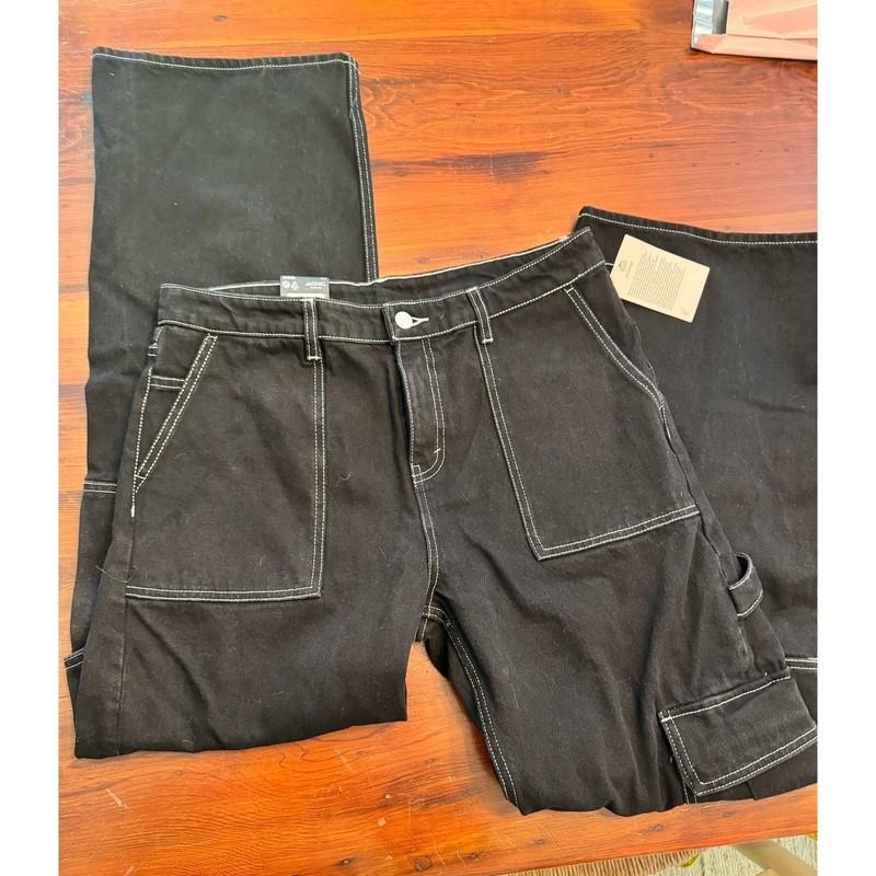 MONKI LOW WAIST BAGGY BLACK UTILITY JEANS 29 NWT