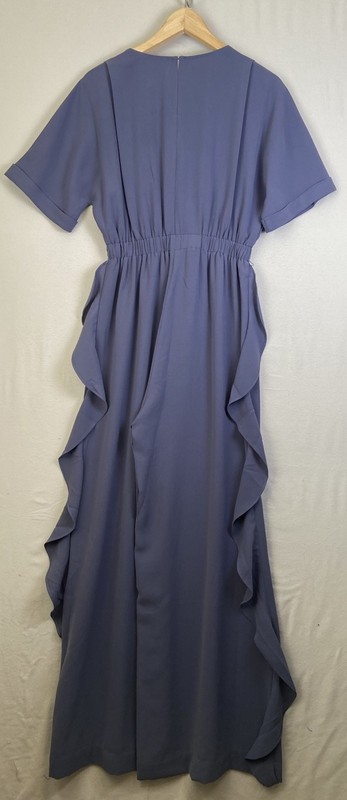 Moon River Ruffle Wide Leg Jumpsuit Women’s Size M Blue Short Sleeve Elegant