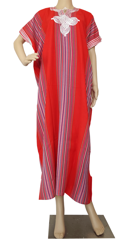 Moroccan Kaftan Cotton Blend Dress Casual Women Full Length House Dress One Size