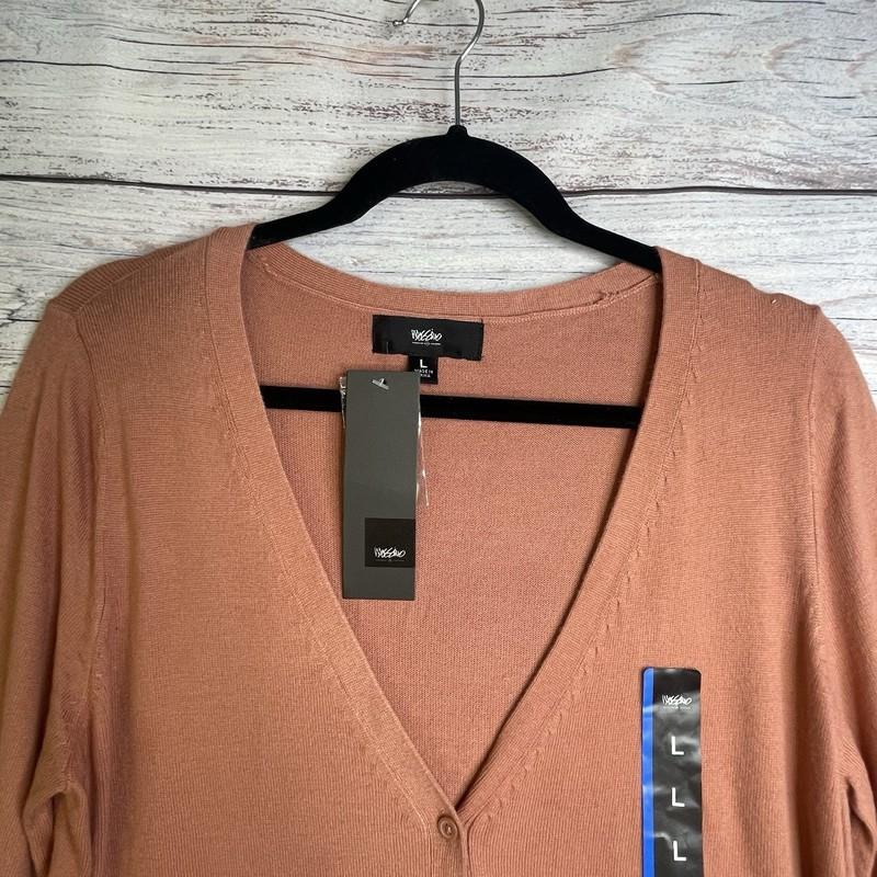 Mossimo Peach Orange Color Sweater Women’s Size Large 3/4 Sleeves Button Up NWT