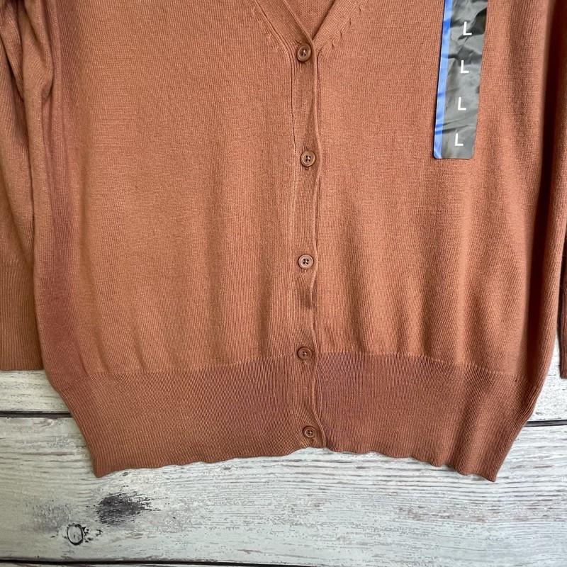 Mossimo Peach Orange Color Sweater Women’s Size Large 3/4 Sleeves Button Up NWT