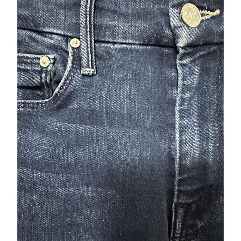 MOTHER High Waisted Looker Ankle Fray Jeans Stretch Minimalist Dark Wash Size 26