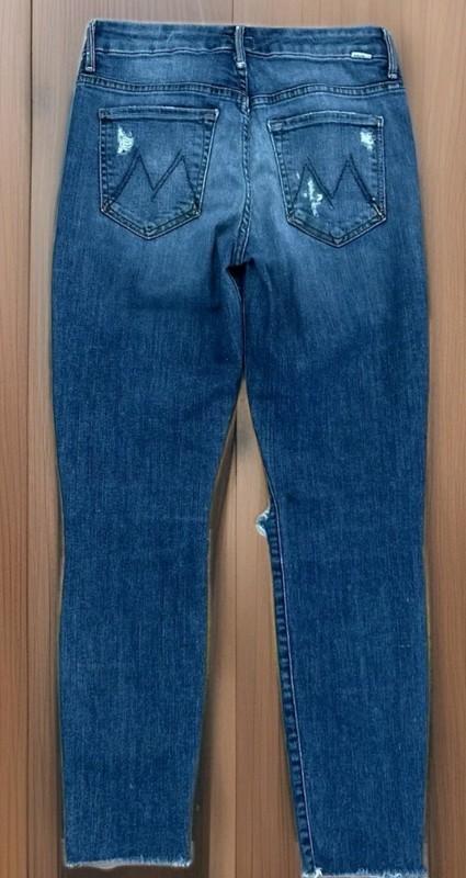 Mother Jeans Womens 27 The Looker Ankle Fray Stretch Blue Distressed Denim 27x27
