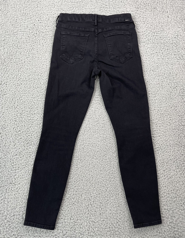 Mother Size 28x27 High Waisted Lace Up Looker Ankle Jeans Not Guilty Black Denim