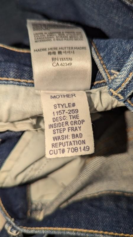 MOTHER Superior Insider Crop Step Fray Jeans Bad Reputation Wash Size 23 Denim