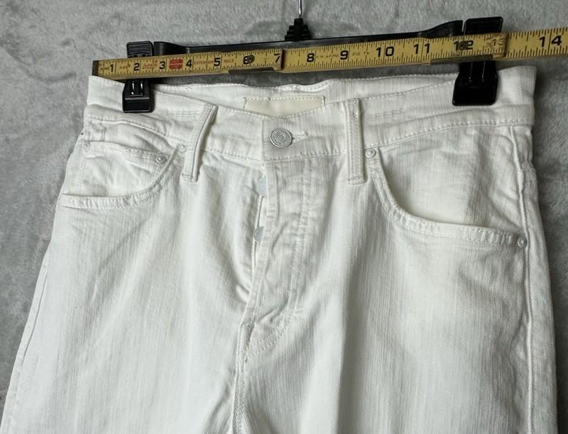 Mother The Ditcher Crop Jeans Totally Innocent Creamy White Denim 25 Button Fly