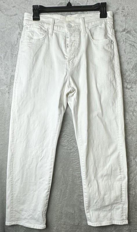 Mother The Ditcher Crop Jeans Totally Innocent Creamy White Denim 25 Button Fly
