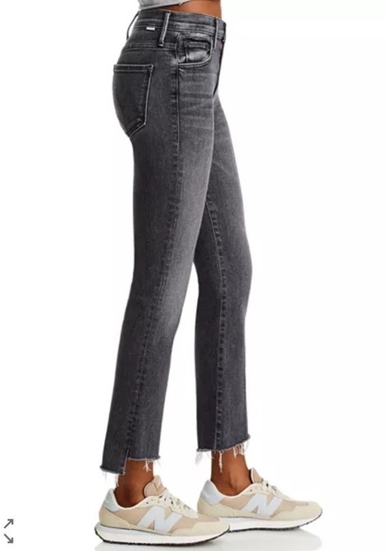 MOTHER The Insider High Rise Crop Step Fray Bootcut Jeans In Up In Smoke Size 25