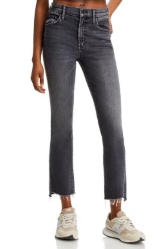 MOTHER The Insider High Rise Crop Step Fray Bootcut Jeans in Up In Smoke Size 25