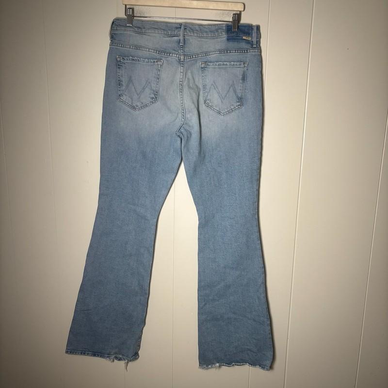 Mother The Stunner Cruiser Jeans Size 34 Light Wash High Rise Flare Denim