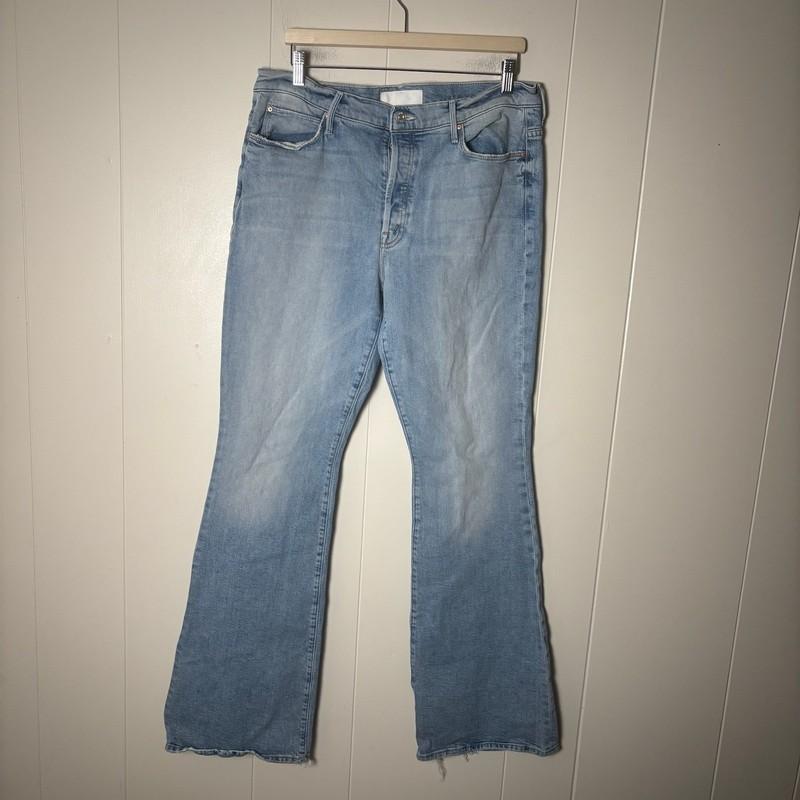 Mother The Stunner Cruiser Jeans Size 34 Light Wash High Rise Flare Denim