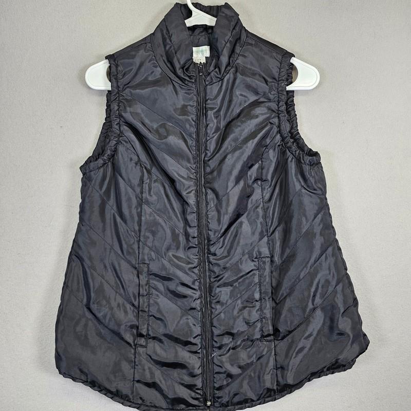 Motherhood Maternity Puffer Vest Black Quilted Full Zip Sleeveless Small S