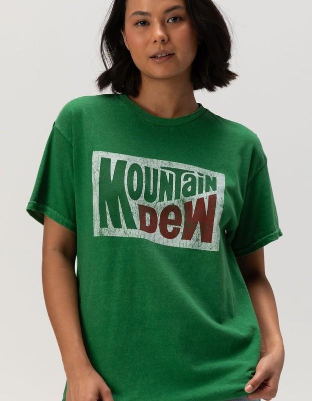 Mountain Dew Womens Mtn Dew Distressed Print Boyfriend Fit Shirt New XS S