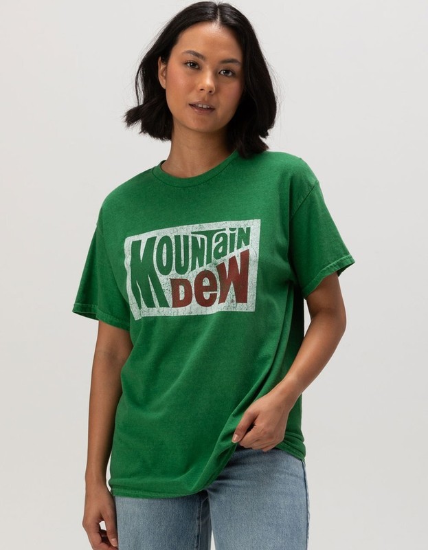 Mountain Dew Womens Mtn Dew Distressed Print Boyfriend Fit Shirt New XS S