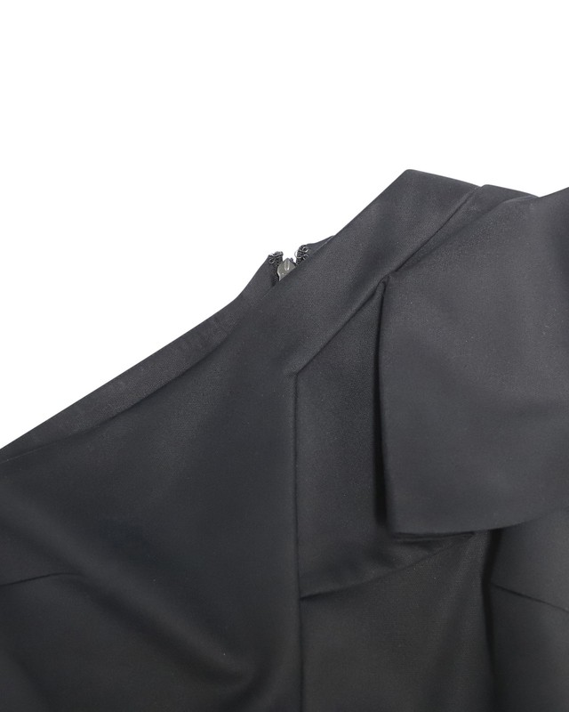 MSGM One Shoulder Flounce Jumpsuit In Black Polyamide