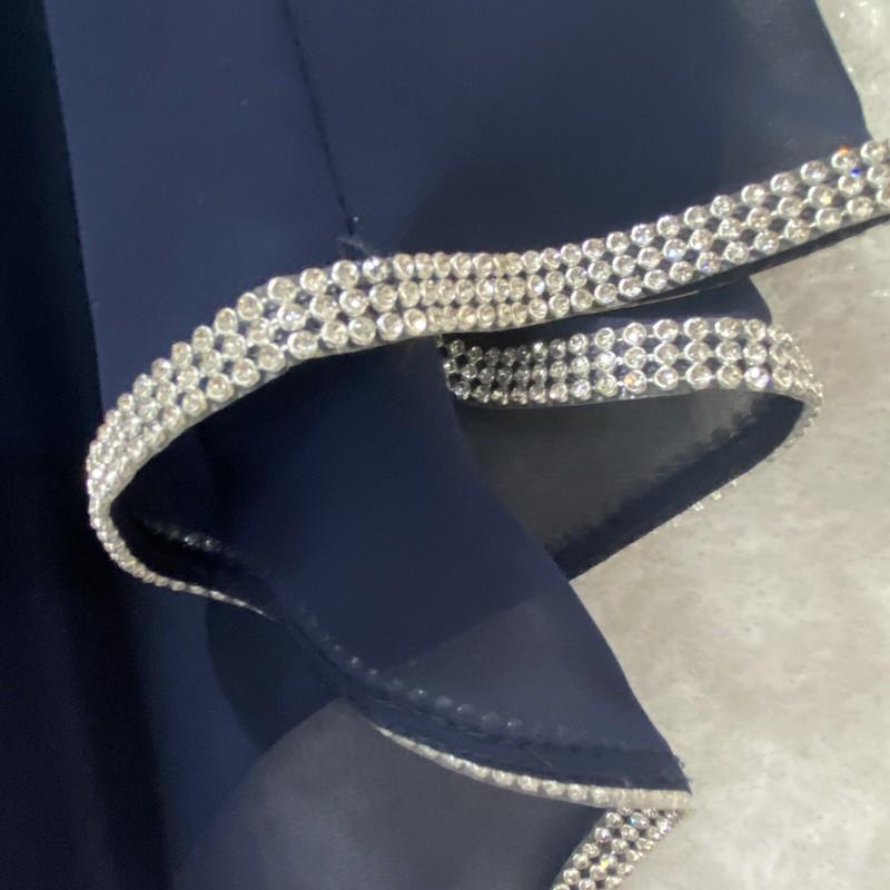 MSK Jumpsuit Off Shoulder Rhinestone Trim Cape Popover Womans M Blue Dressy
