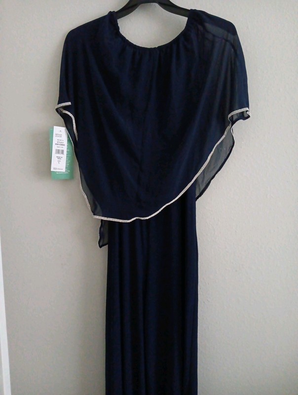 MSK Womens Straight Neck Short Sleeve Jumpsuit Large Blue925017