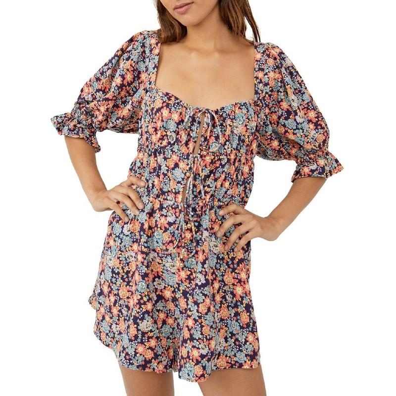 MSRP $148 Free People Show Me Love Linen Blend Romper Size XS