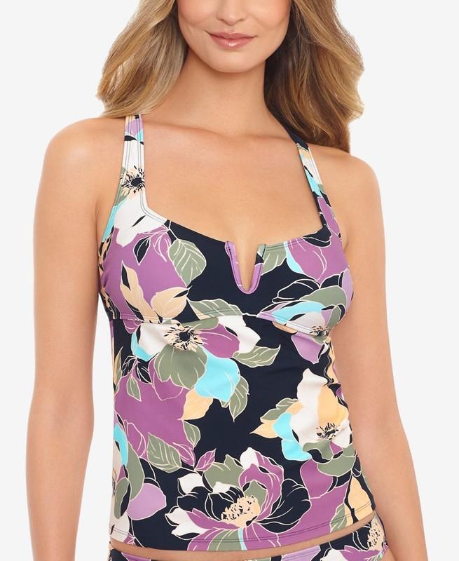 MSRP $30 Salt + Cove Juniors Midnight Bloom V-Wire Tankini Top Black Size Small