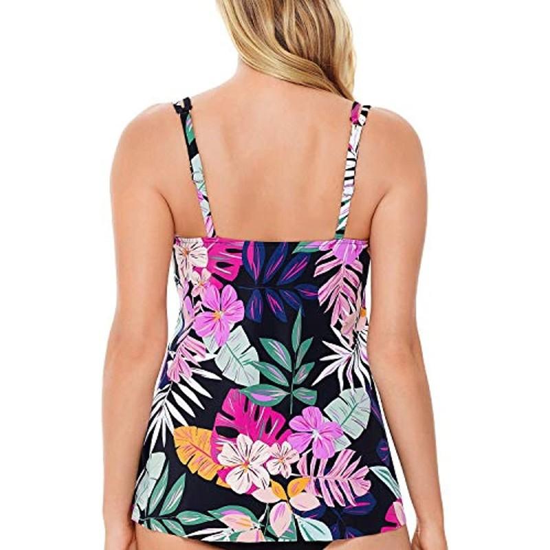 MSRP $72 Swim Solutions Women's Hi-Lo Princess-Seam Tankini Top Size 8