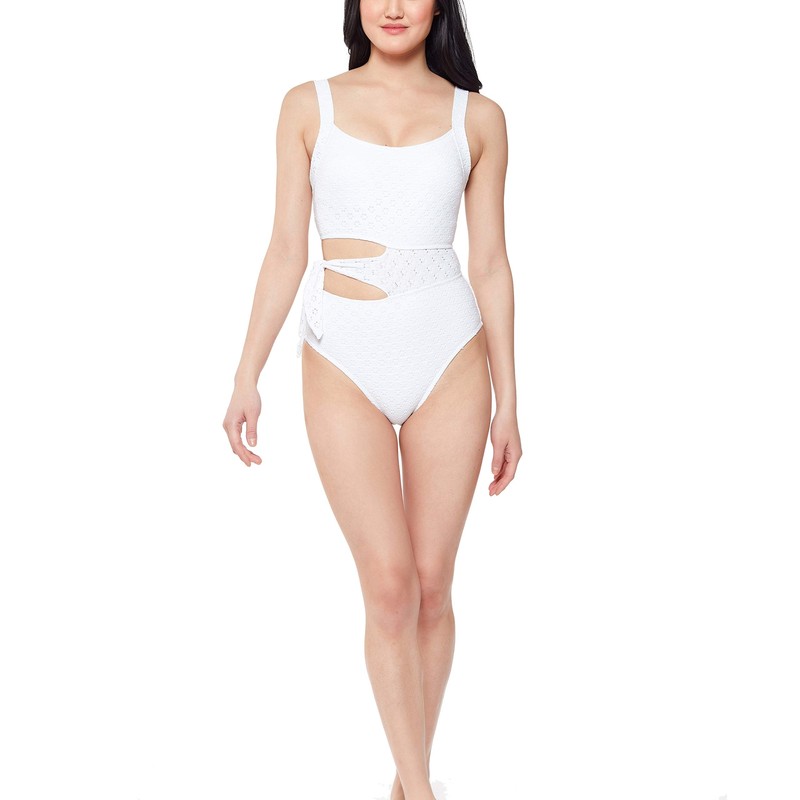 MSRP $98 Jessica Simpson Women's Standard One Piece Asymmetric White Size Medium