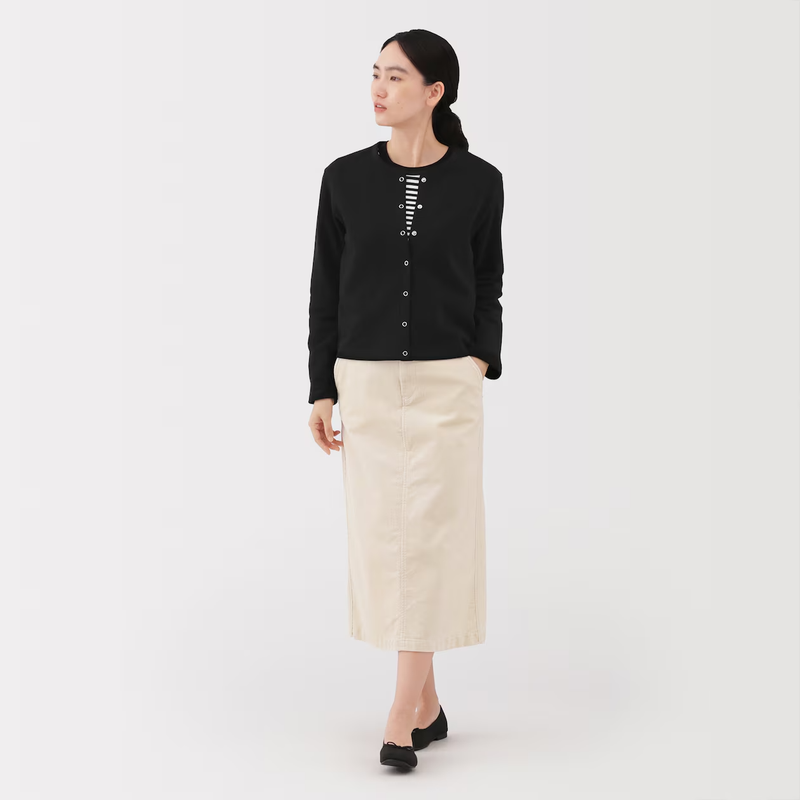 MUJI Womens Sweatshirt Cardigan Black FedEx