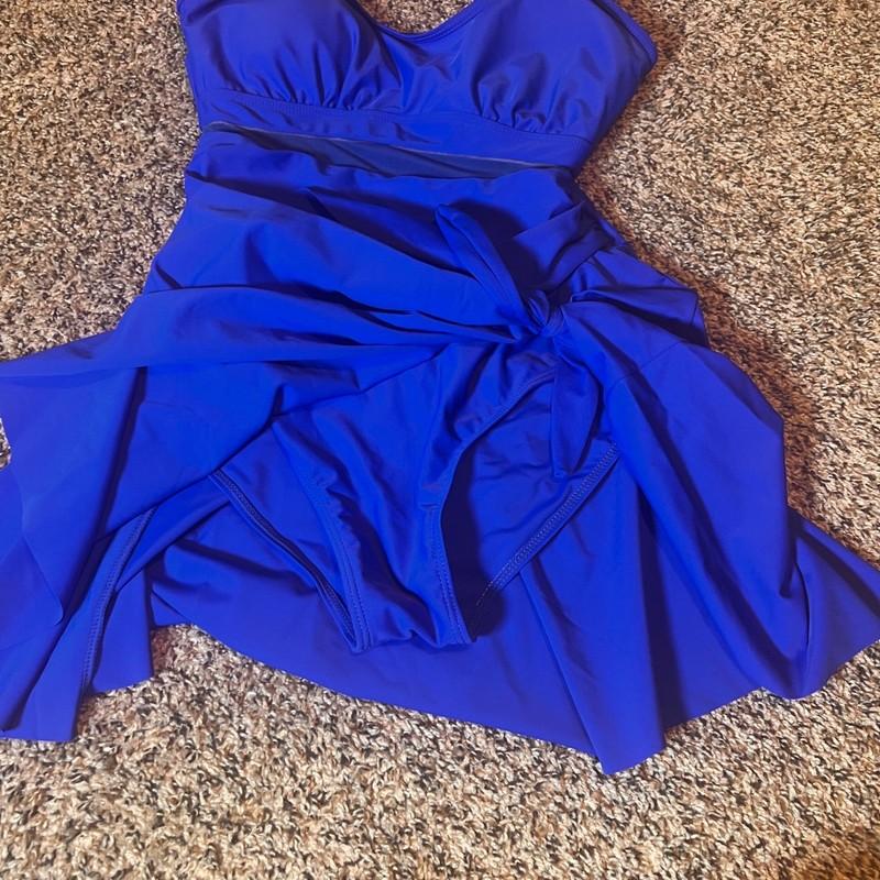 Musemaker Swim Dress One Piece Swimsuit Skirted Blue M