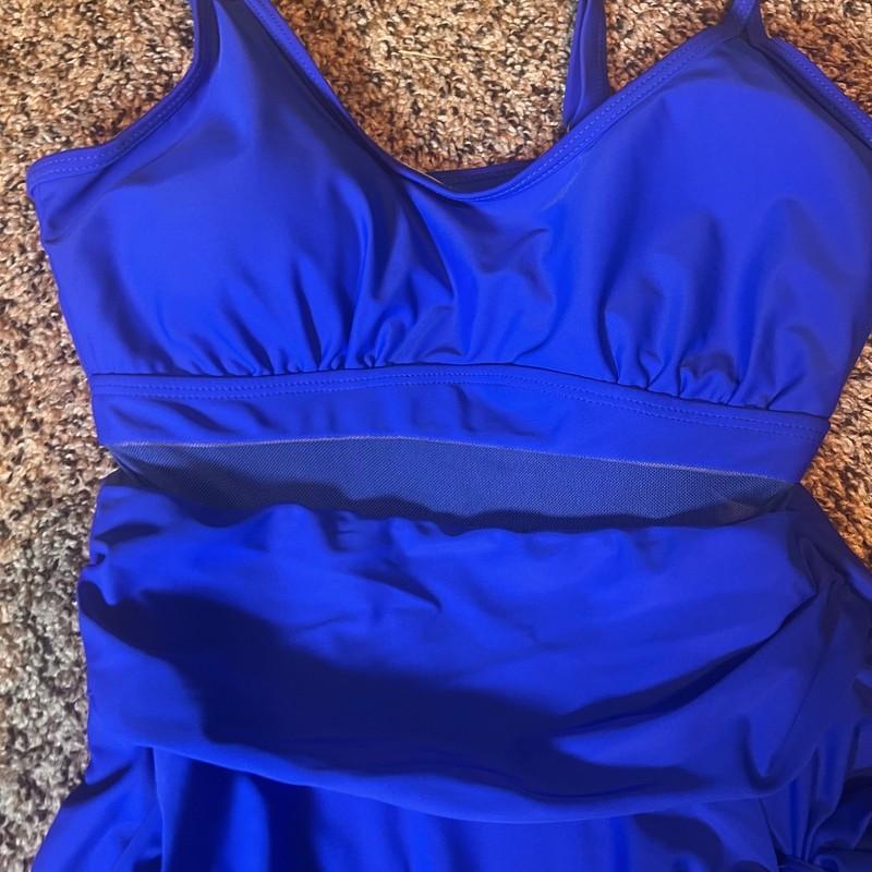 Musemaker Swim Dress One Piece Swimsuit Skirted Blue M